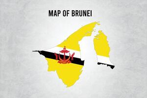 Map of Brunei with national flag vector
