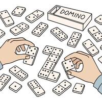 Domino, board game, doodle style. vector