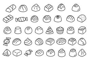 Different types of chocolate candies in doodle style. Hand drawn illustration. illustration vector