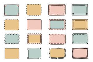 Set of colorful vintage doodle frames. Collection of vintage ornamental frames hand drawn on white background. vector