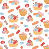 Colorful yarn and knitting accessories vector