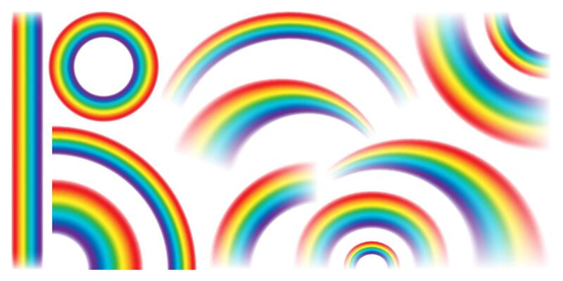 Colorful realistic rainbow collection isolated on white background. illustration.