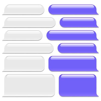 Blank message bubbles. Chat or messenger speech bubble. SMS text frame. Short message sending.