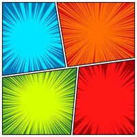 Comic book colorful radial lines collection. Cartoon comics background with motion, speed lines. Retro Pop Art style. illustration. vector