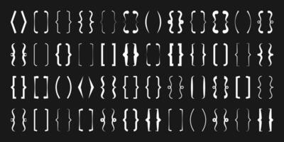 Text brackets collection, white quotation box. Curly, square and corner parentheses. Vintage typographical symbol, calligraphic quote frame. Doodle, lettering element. illustration. vector