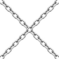 Realistic crossing metal chains with silver links isolated on white background. illustration. vector