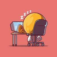 Tired Emoji Napping at Work Desk. vector