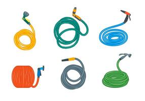 Cartoon Color Different Garden Hoses Object Set vector