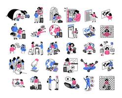 Illustrations of various travel activities vector