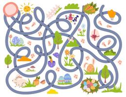 Colorful maze with nature and animals vector