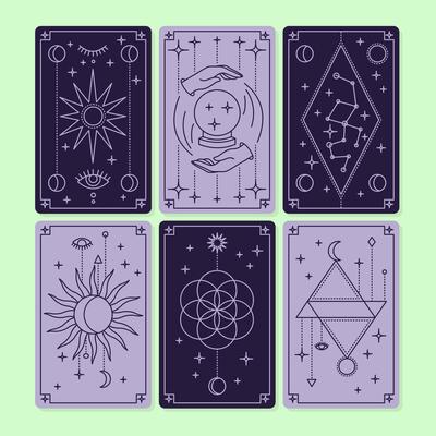 Cartoon Violet Reverse Cover Magical Tarot Deck Cards Set.