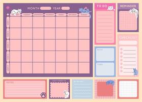 Cartoon Color Cute Calendar and To-Do List Reminder Concept. vector