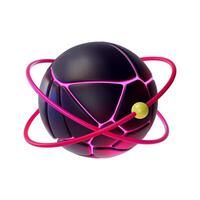 3d Dark Planet Space Concept Cartoon Design Style. vector