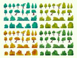 Colorful trees and shrubs illustrations vector