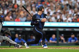 Detroit Tigers third baseman Zach McKinstry (39) hits an RBI single against the Seattle Mariners in the fourth inning at Comerica Park. editorial_image
