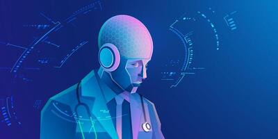 AI doctor with technology elements vector