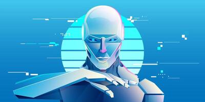 Stylized futuristic robot illustration. vector