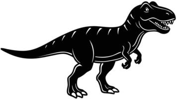 Black silhouette of Tyrannosaurus Rex dinosaur pattern vector