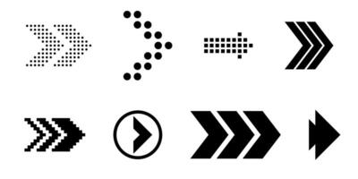 Modern swipe arrows icon set with line and pixel symbols for scrolling next slide navigation with finger and hand gestures arrows pointing in all directions vector