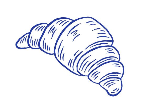 Hand draw croissant illustration. Bakery in sketch doodle style