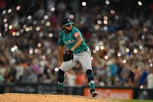 Seattle Mariners pitcher Eduard Bazardo (83) throws a pitch against the Detroit Tigers in the seventh inning at Comerica Park. editorial_image