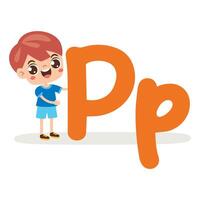 Kid Posing With P Letter vector