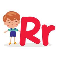 Kid Posing With R Letter vector