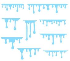 collection of blue liquid dripping and melting for abstract or cosmetic design vector