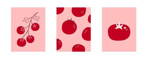 set of tomato poster and background, fresh vegetable design for food, health, and organic lifestyle vector