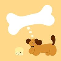 hungry dog with bone shaped cutout for text, cute pet themed transparent frame illustration vector