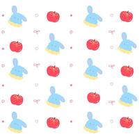rabbit apple bow seamless pattern vector