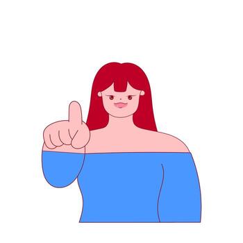 woman pointing forward with direct front view vector