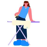 woman ironing clothes, home chores, cleanliness, and daily routine concept vector