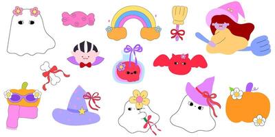 Colorful Halloween stickers for children vector