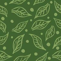 Organic Green Leaf and Dot Pattern vector