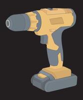 a yellow and gray drill on a black background vector