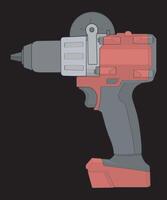 a red and gray drill with a black background vector