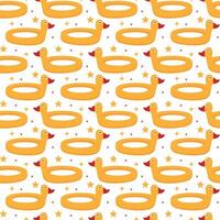 Seamless yellow rubber duck pattern for a cute bath or pool toy design vector
