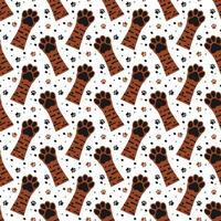 Dog paw seamless pattern. Cute pet footprints animal background. Repeating paw print vector