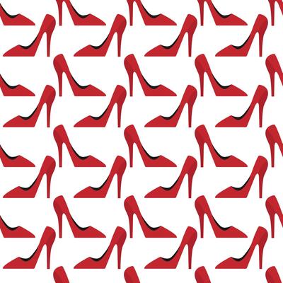 Seamless red high heels shoe pattern. Seamless modern footwear pattern for a chic beauty backdrop