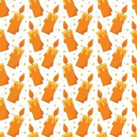 Repeating background of orange candles, flames, and cozy light. Seamless pattern with candles vector