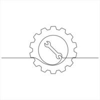 Continuous one line drawing of Wrench tools minimalist hand drawn repair tool outline style illustration vector