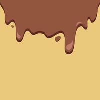 Chocolate background. Movement of chocolate with drops, wave. Hot chocolate. Banner, card. vector