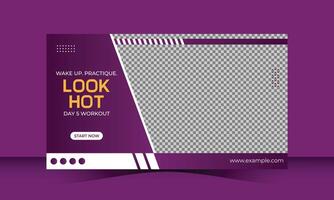 Get fit Full Body Workout Youtube Thumbnail Template Design vector
