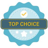 Top Choice badge with check mark and star vector