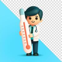 cartoon doctor holding thermometer vector