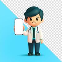 Cartoon doctor with smartphone vector
