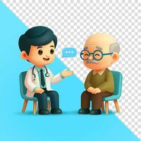 Doctor talking to an elderly patient vector