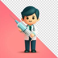 Cartoon doctor with syringe vector