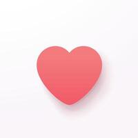 red heart with shadow on white back vector